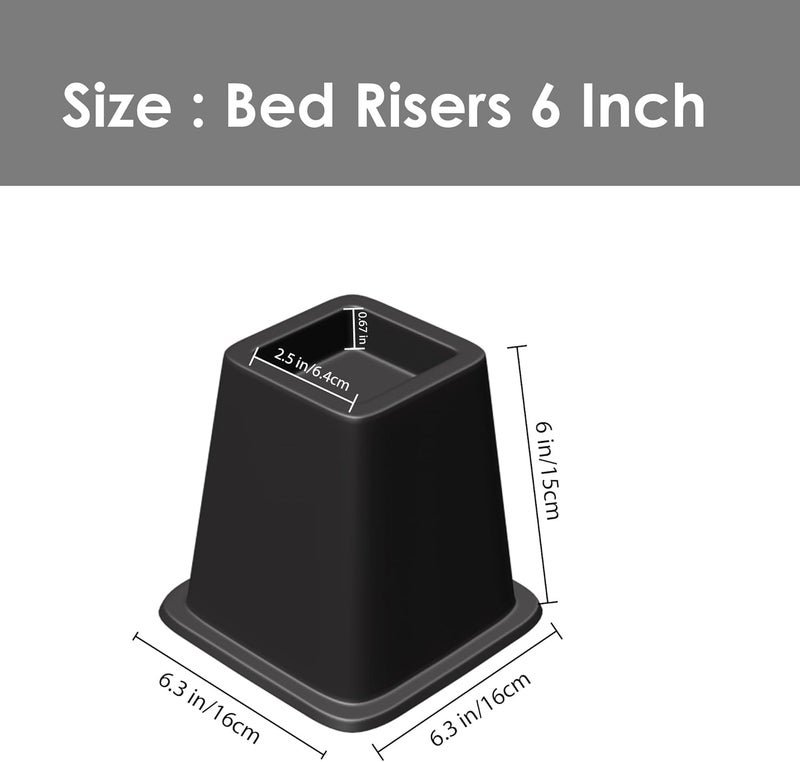 TomGear Bed Furniture Risers 6 Inches, Heavy Duty Bed Lifts, Furniture Risers for Bed, Couch, Desk, Sofa, Chair, Table Legs Extenders (Pack of 4, Black) - Image 5